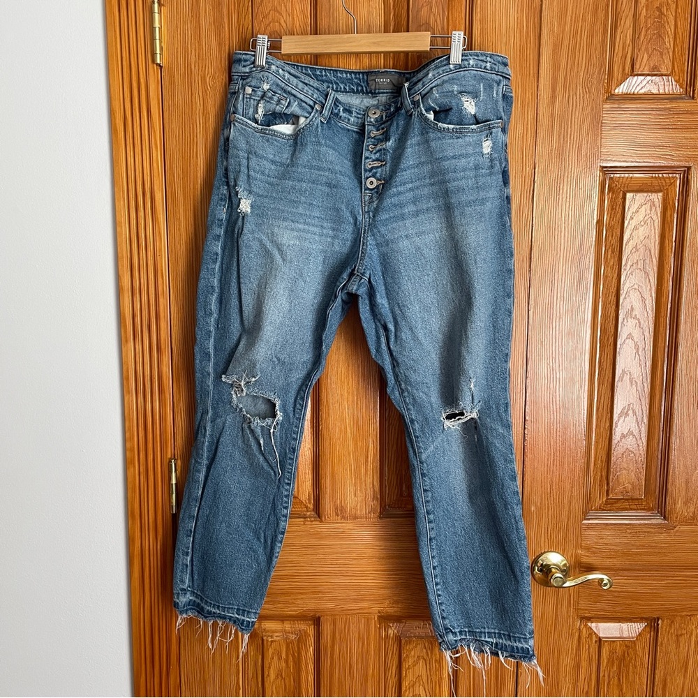 Torrid High Waist Distressed Straight Leg Jean
